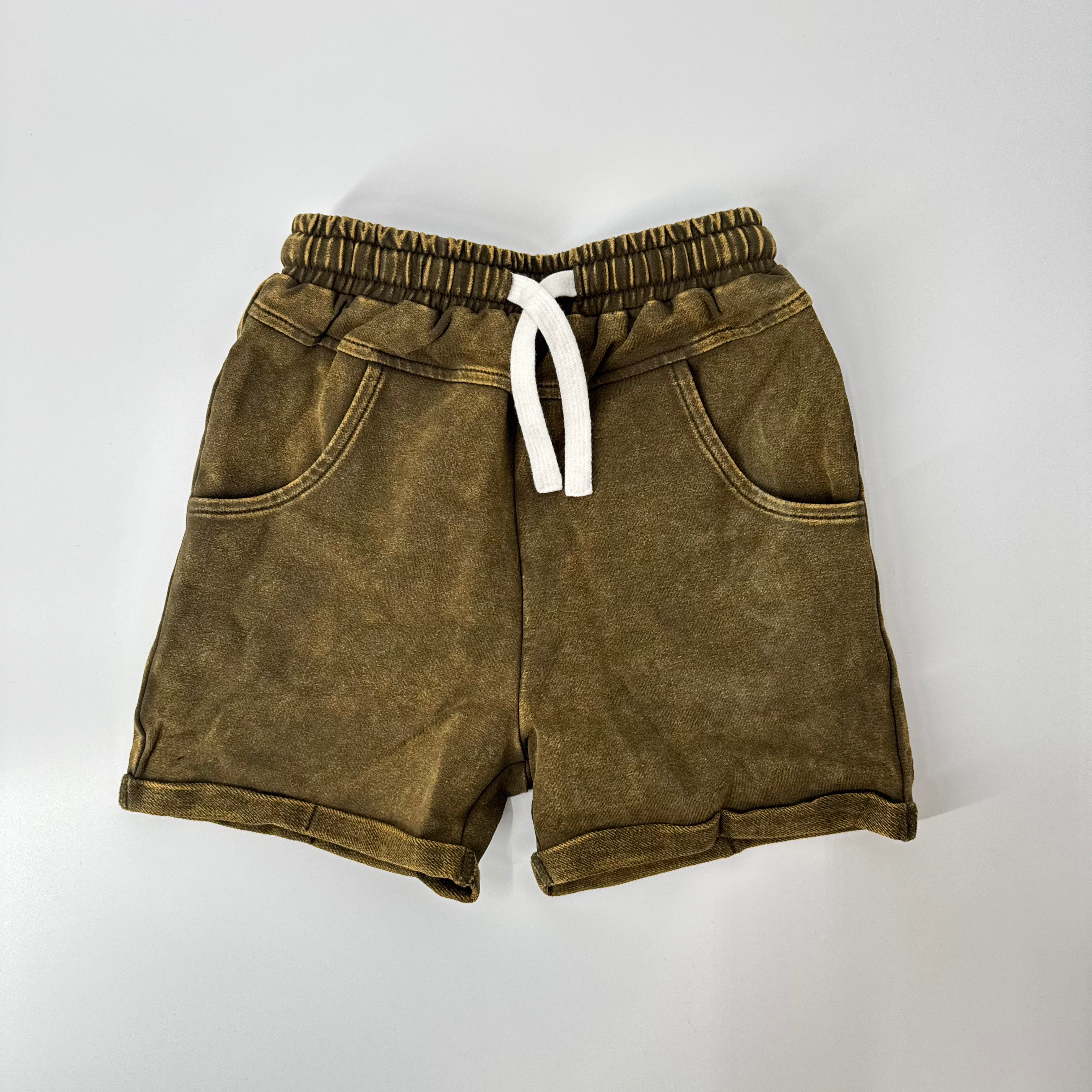 VINTAGE WASH SHORTS - ARMY GREEN